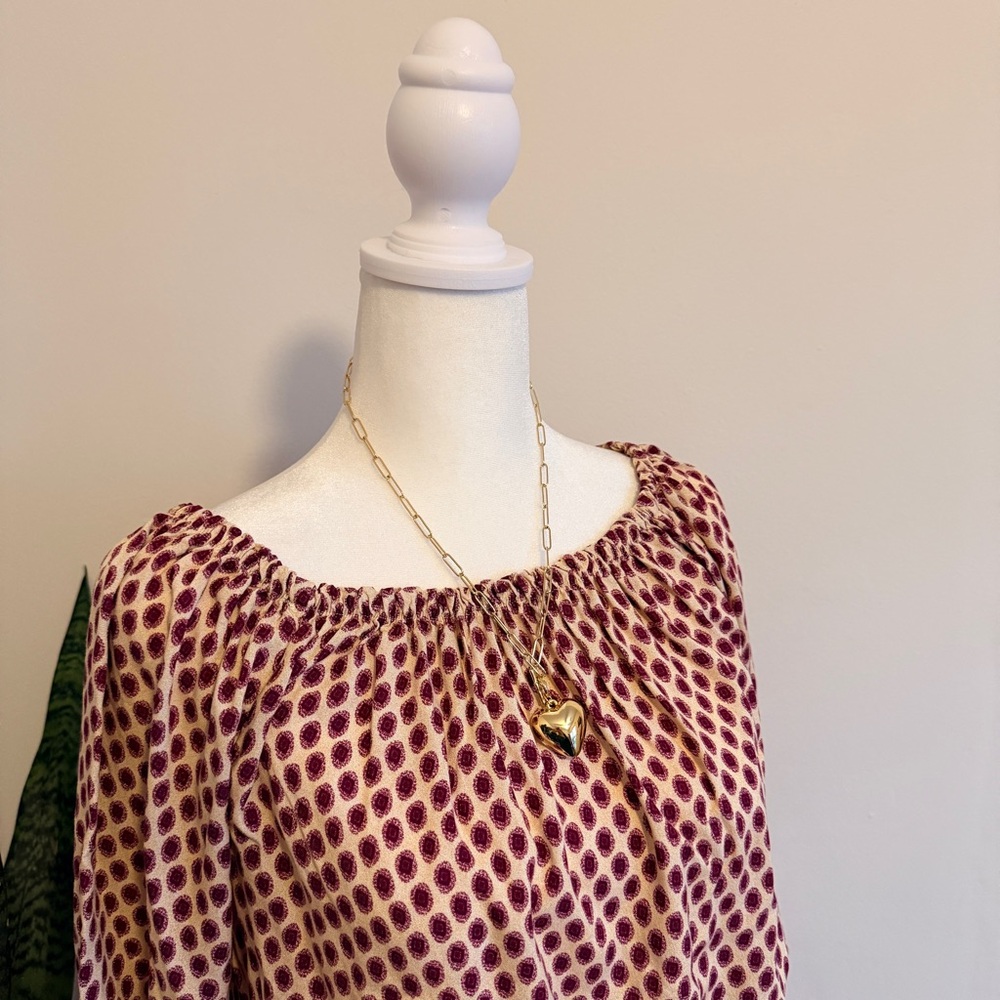 Lascana | Chic Maroon Patterned Blouse, 3/4 Sleeves - Picture 2 of 8